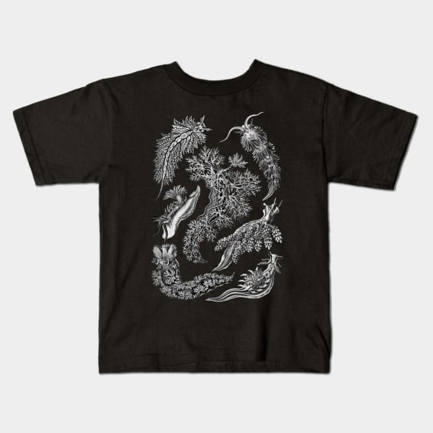 Ernst Haeckel Nudibranchia Black & White Kids T-Shirt by Scientistudio